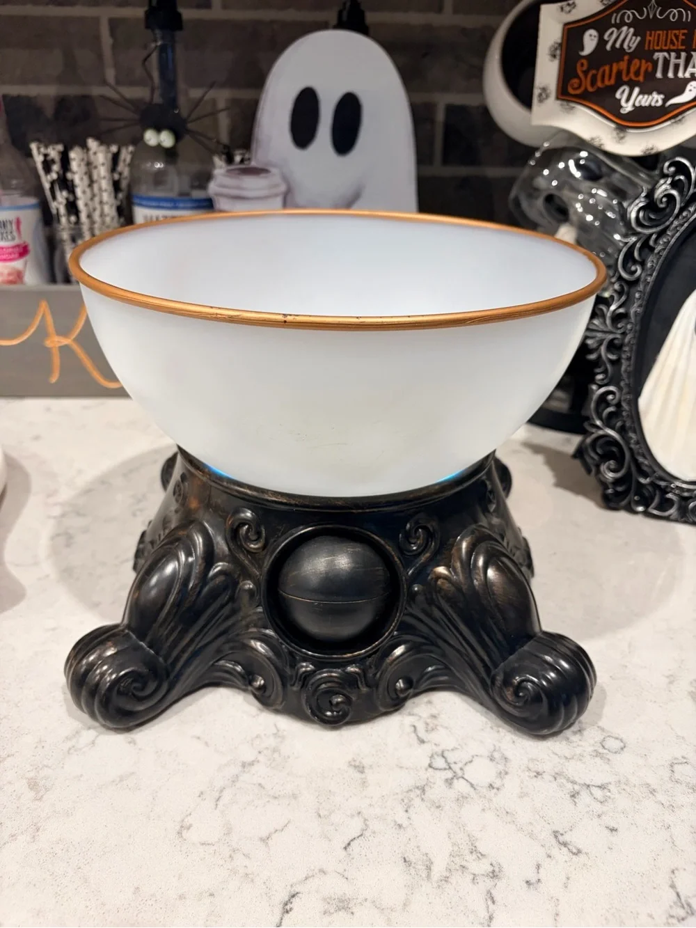Halloween Animated Bowl with Illuminated Green Eye